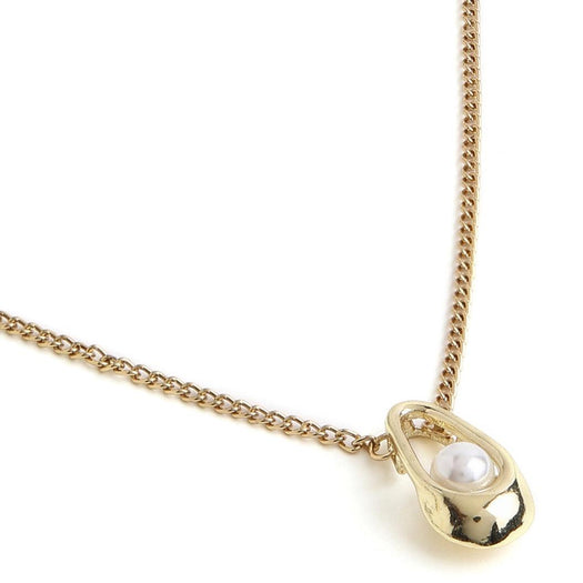 Gold Pearl Embossed Pendant Necklace - Ikram